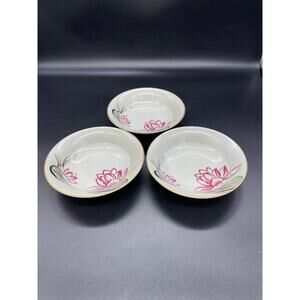 Meito Ivory China Set of 3 Dessert Bowls Lotus Made in Japan